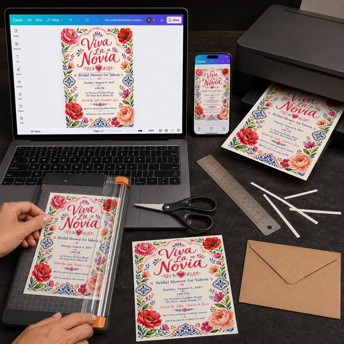 Floral Viva La Novia Bridal Shower Invitation — print-ready bridal shower design from VoltBy