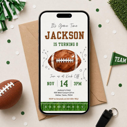 Football Birthday Invitation — invitation you personalize in Canva