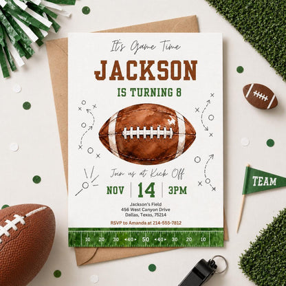Football Birthday Invitation — print-ready birthday party design from VoltBy