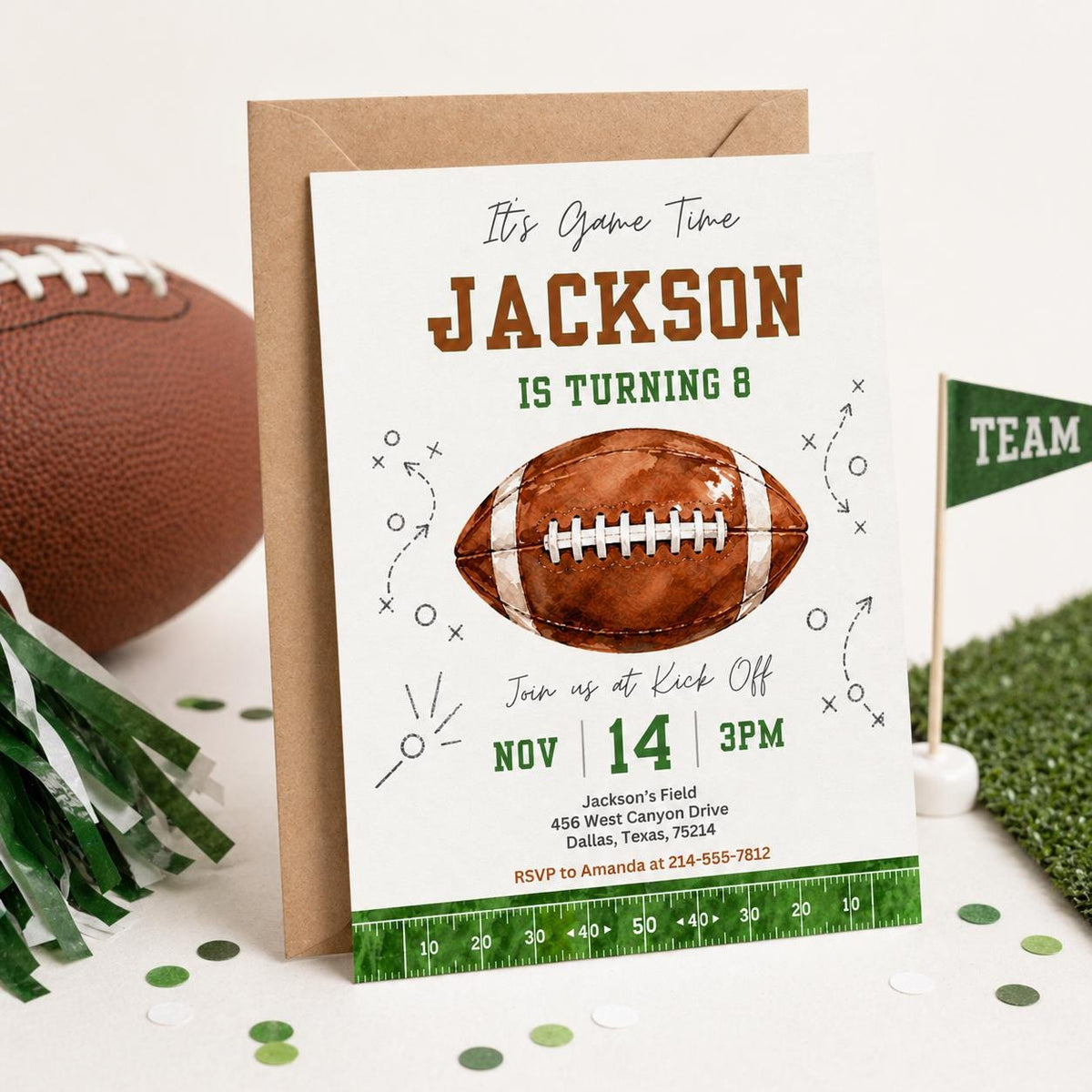 Football Birthday Invitation — digital invitation, instant download