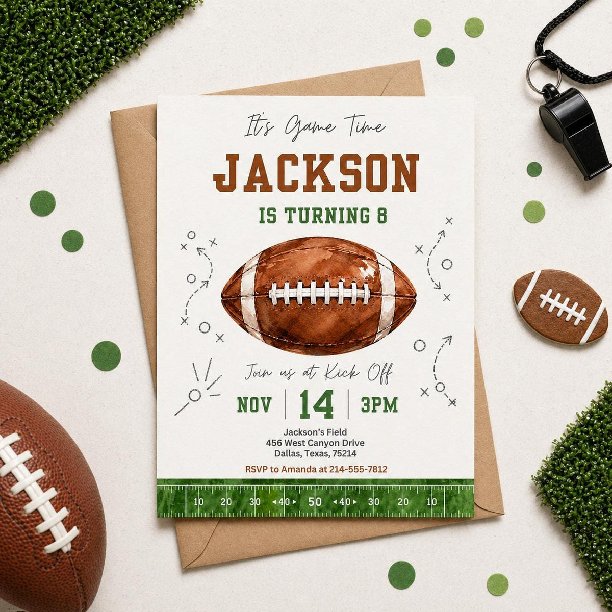 Football Birthday Invitation — birthday party stationery by VoltBy
