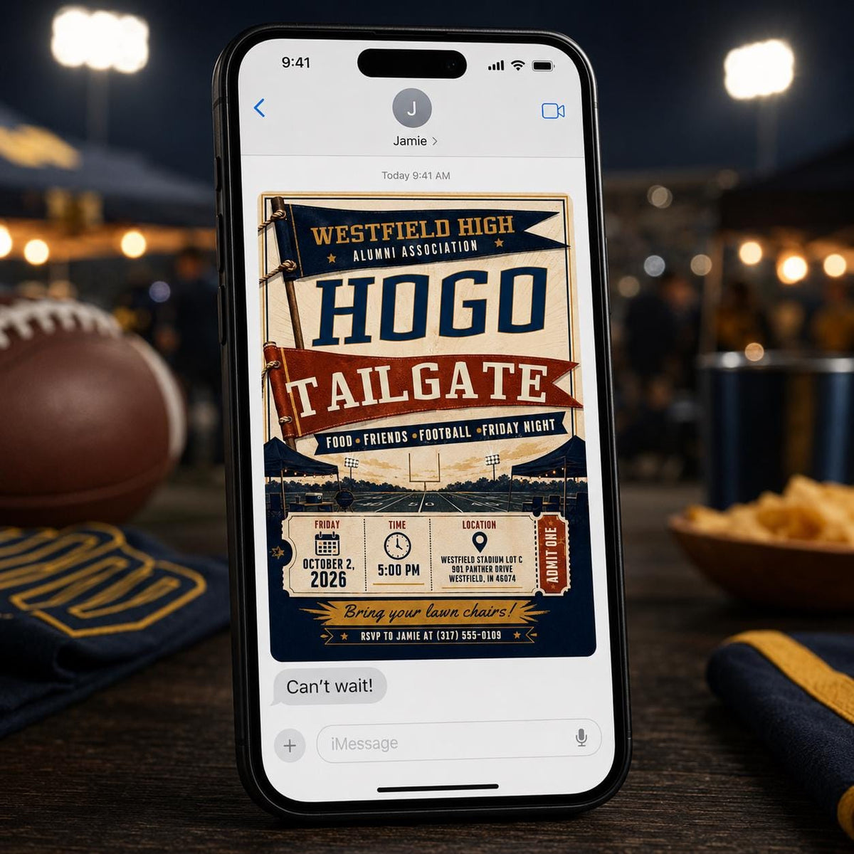 Football Homecoming Tailgate Invitation — invitation you personalize in Canva