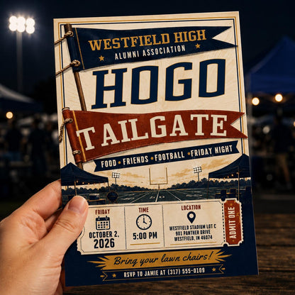 Football Homecoming Tailgate Invitation — print-ready homecoming design from VoltBy