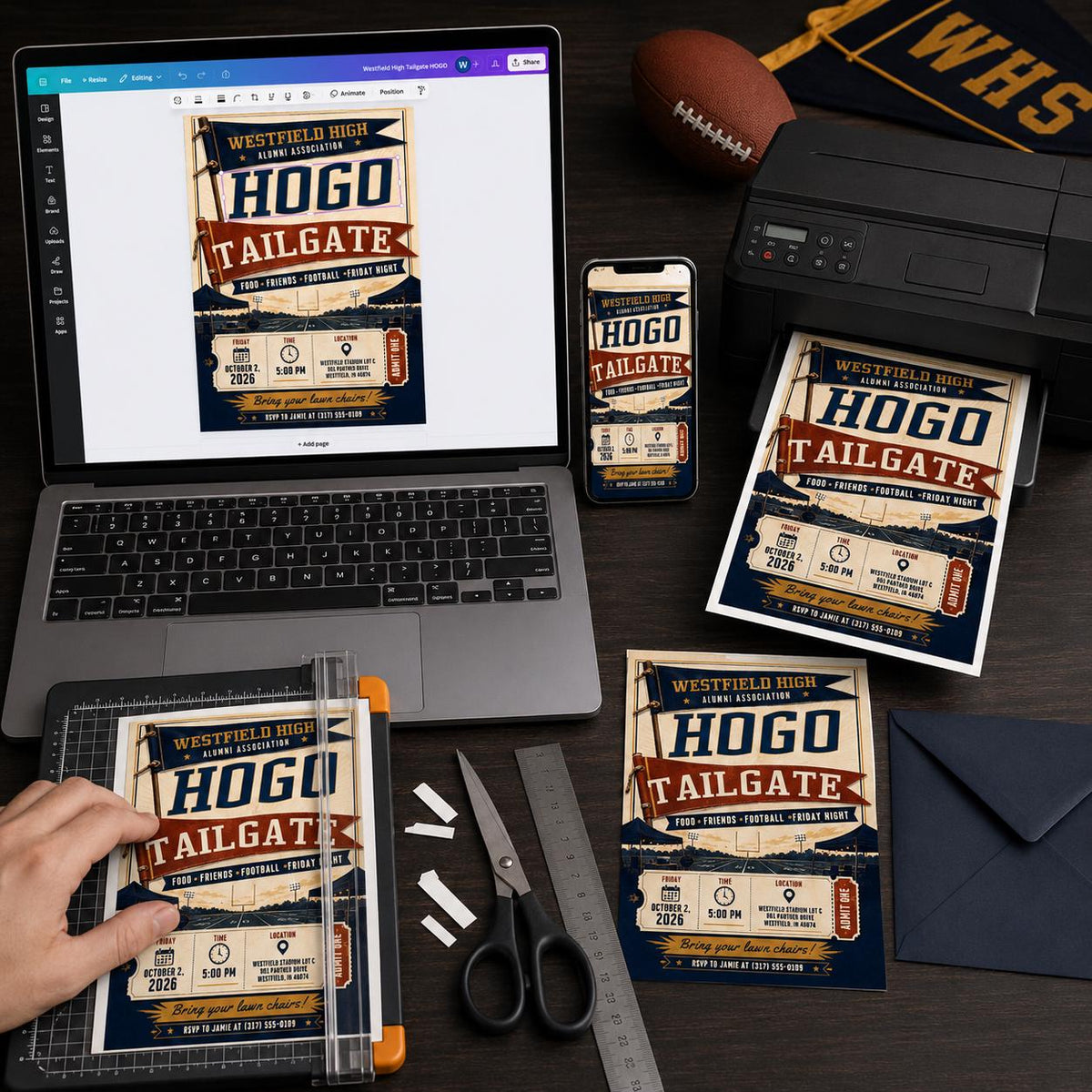 Football Homecoming Tailgate Invitation — digital invitation, instant download