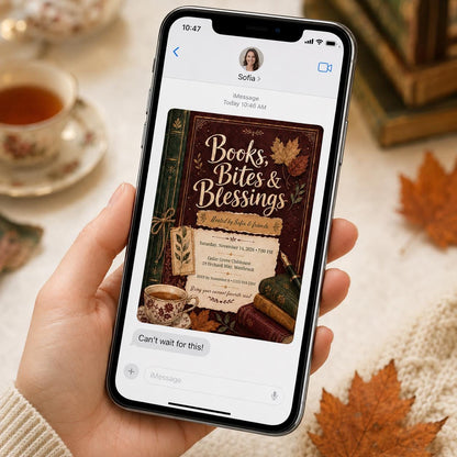 Friendsgiving Book Club Invitation — invitation you personalize in Canva
