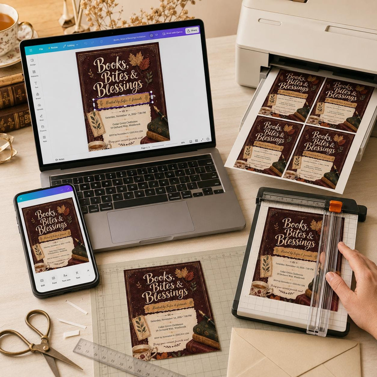 Friendsgiving Book Club Invitation — digital invitation, instant download