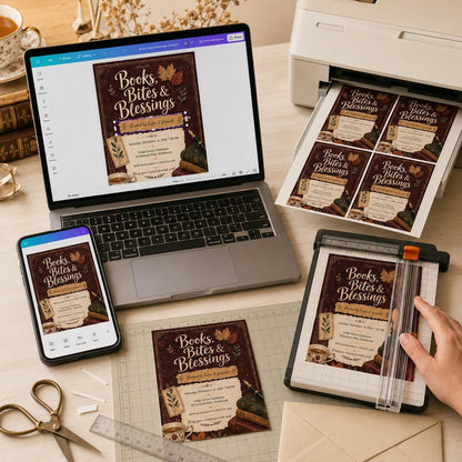 Friendsgiving Book Club Invitation — digital invitation, instant download