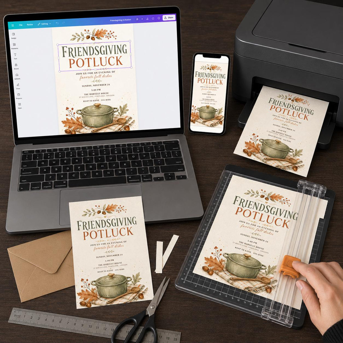 Friendsgiving Potluck Invitation — digital invitation, instant download