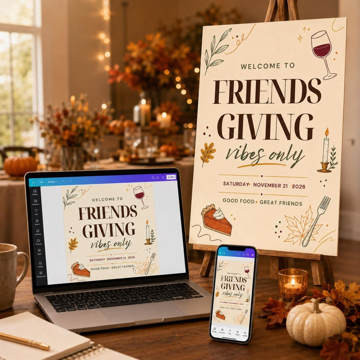 Friendsgiving Welcome Sign — digital welcome sign, instant download