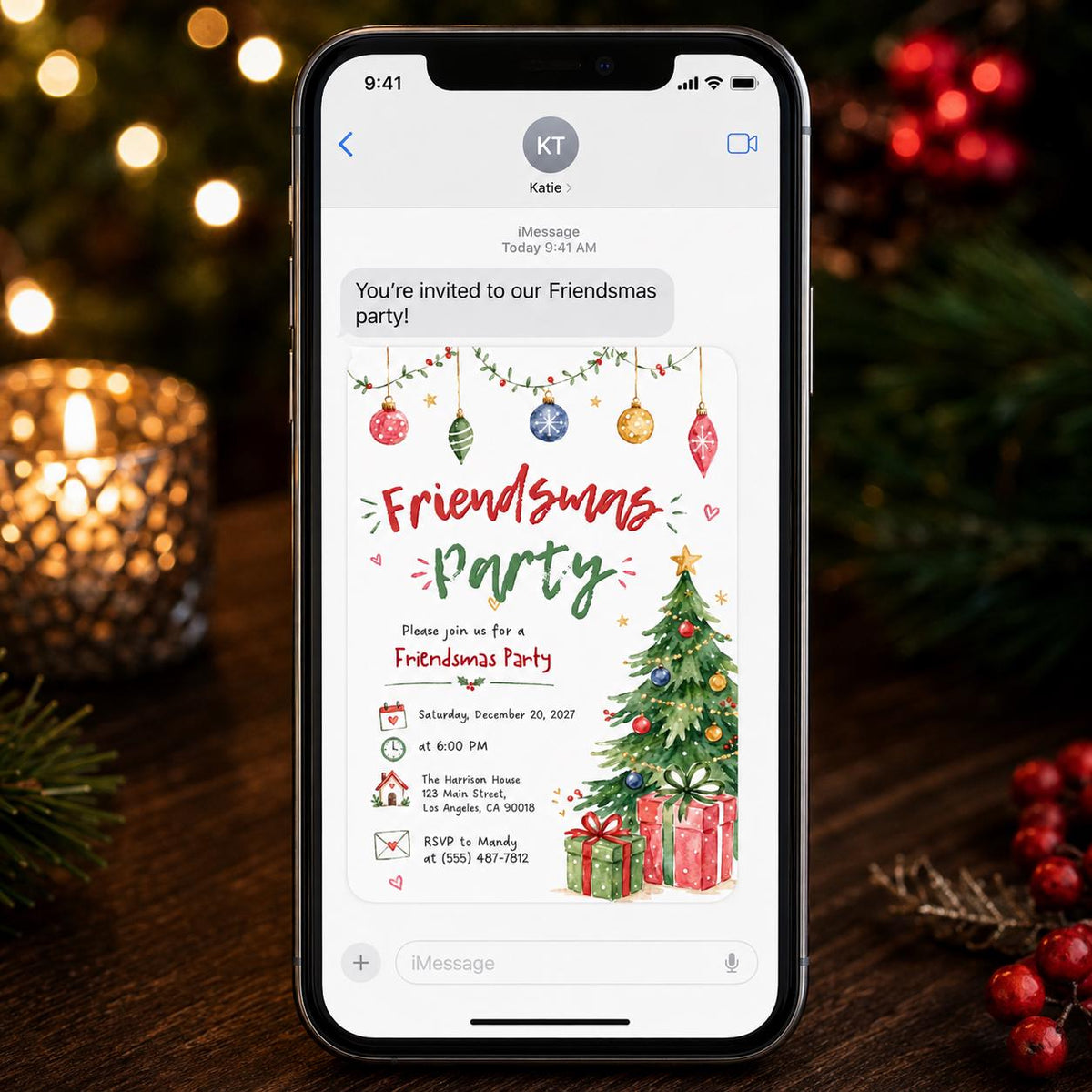 Friendsmas Party Invitation — invitation you personalize in Canva