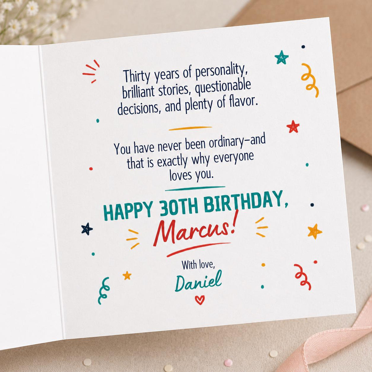Funny 30th Birthday Greeting Card for Him — print-ready 30th birthday party design from VoltBy