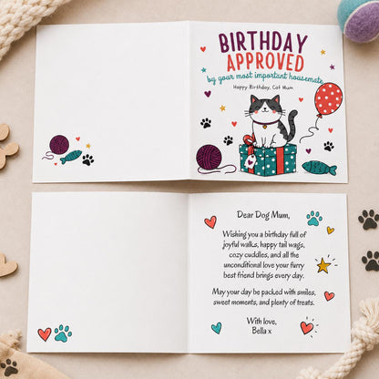 Funny Cat Birthday Greeting Card for Cat Mum — greeting card you personalize in Canva