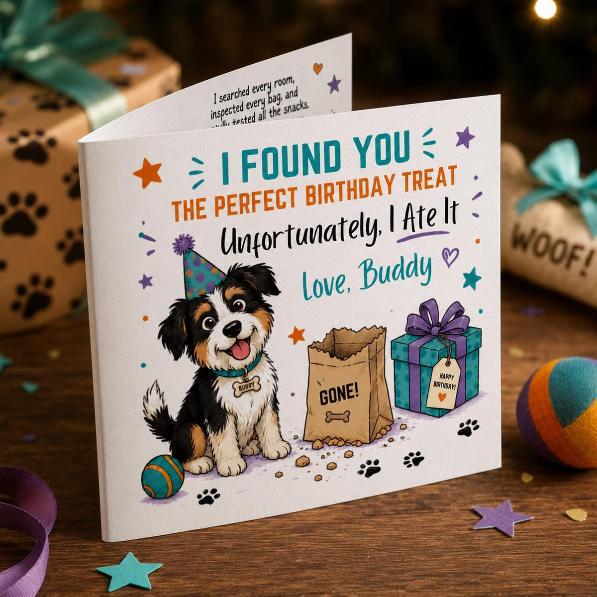Funny Dog Birthday Greeting Card — digital greeting card, instant download