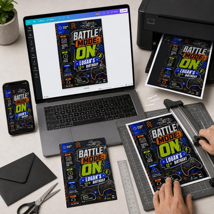 Gaming 12th Birthday Gamer Invitation for Boys — invitation you personalize in Canva