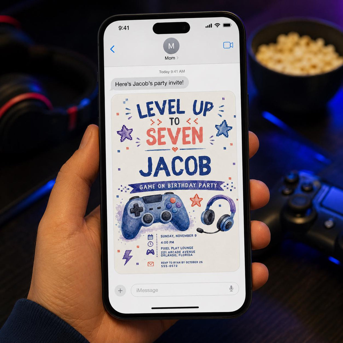Gaming Birthday Invitation — invitation you personalize in Canva