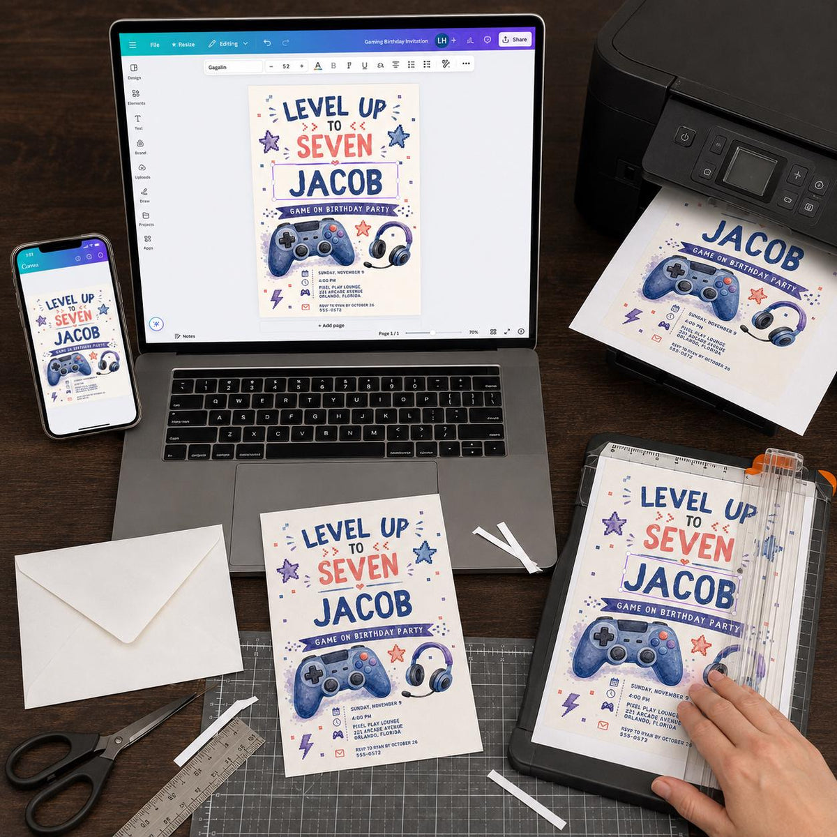 Gaming Birthday Invitation — digital invitation, instant download