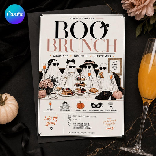 Ghost Boo Brunch Invitation for Girls