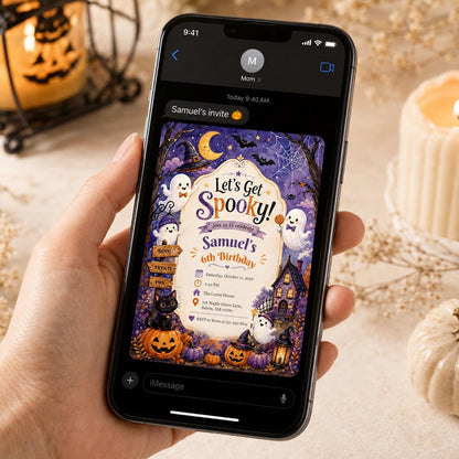 Ghost Halloween 6th Birthday Invitation — invitation you personalize in Canva