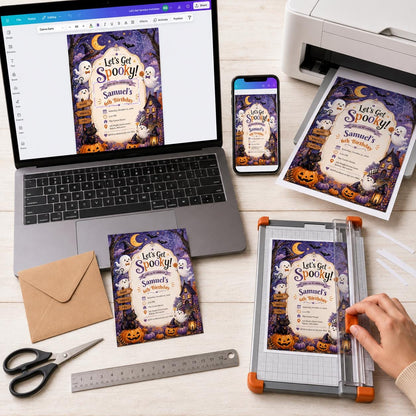 Ghost Halloween 6th Birthday Invitation — digital invitation, instant download
