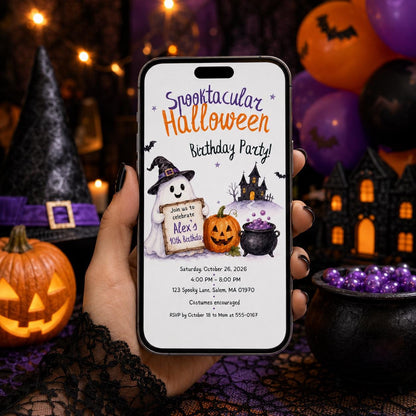 Ghost Halloween Birthday Invitation: Spooktacular Ghost Party for Kids — print-ready birthday party design from VoltBy