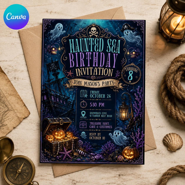 Ghost Haunted Pirate Birthday Invitation