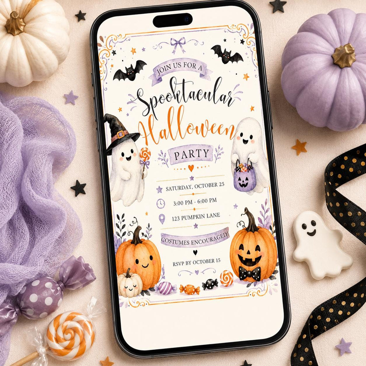 Ghost Spooktacular Halloween Party Invitation — digital invitation, instant download