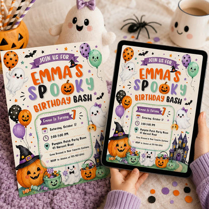 Ghost Spooky Birthday Invitation — invitation you personalize in Canva