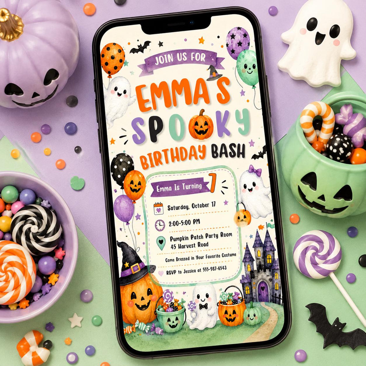 Ghost Spooky Birthday Invitation — digital invitation, instant download