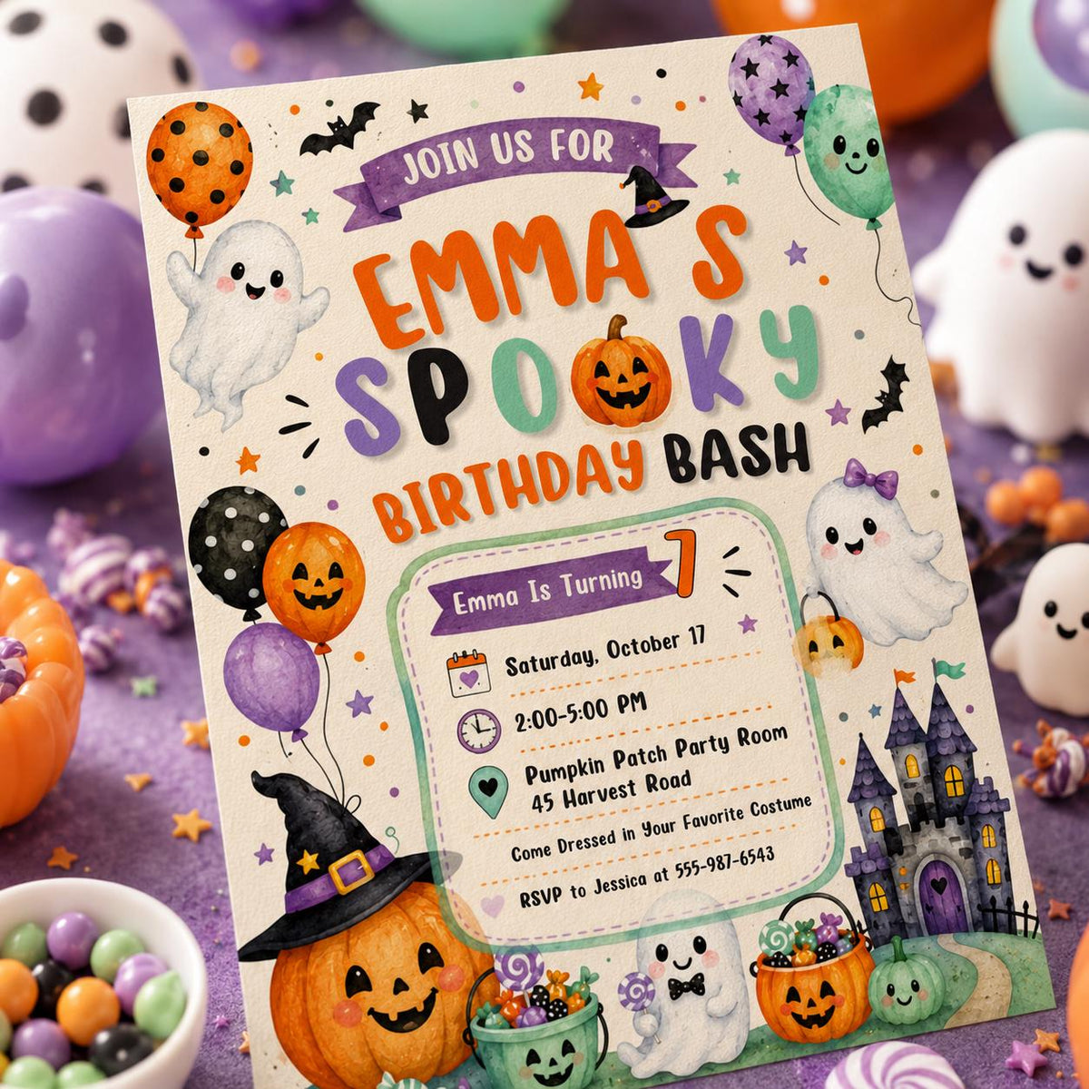 Ghost Spooky Birthday Invitation — birthday party stationery by VoltBy