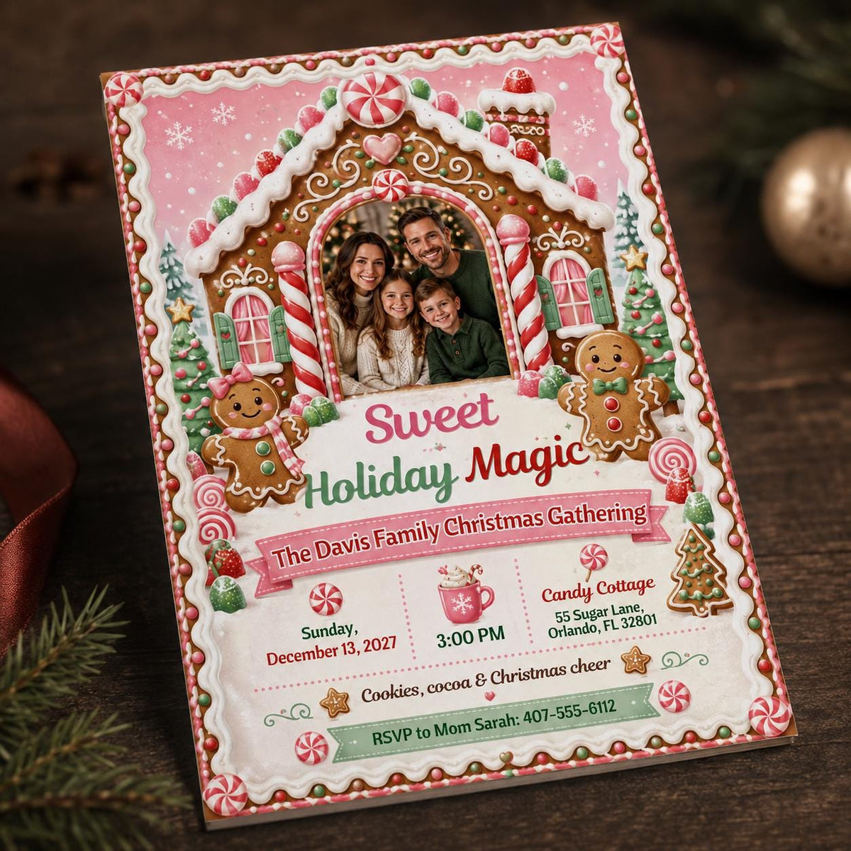 Gingerbread Christmas Party Invitation — Christmas celebration stationery by VoltBy
