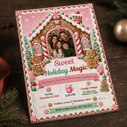 Gingerbread Christmas Party Invitation — Christmas celebration stationery by VoltBy
