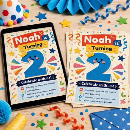 Gingham Funny 2nd Birthday Invitation — invitation you personalize in Canva