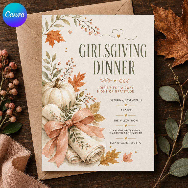 Girlsgiving Dinner Invitation for Girls