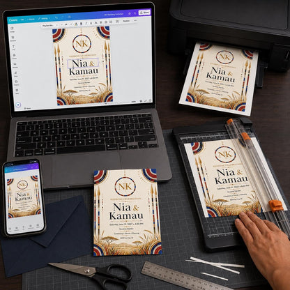Gold African Wedding Invitation — digital invitation, instant download