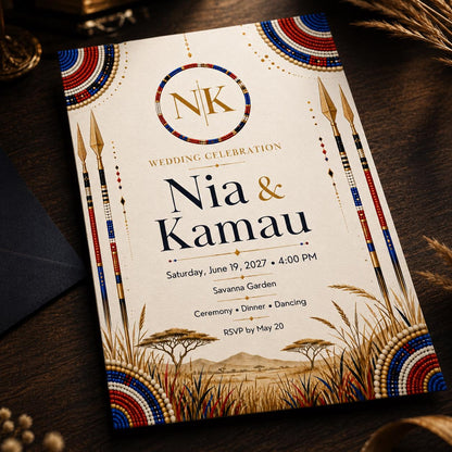 Gold African Wedding Invitation — wedding stationery by VoltBy