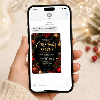Gold and Black Elegant Christmas Party Invitation — cocktail design