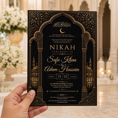 Gold and Black Nikah Invitation — digital invitation, instant download