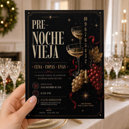 Gold and Black Pre Nochevieja Invitation — invitation you personalize in Canva