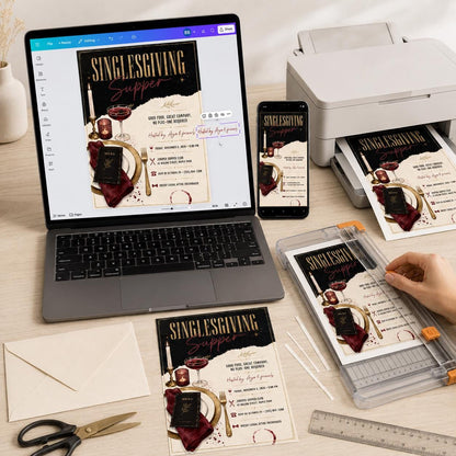 Gold and Black Singlesgiving Dinner Invitation — invitation you personalize in Canva