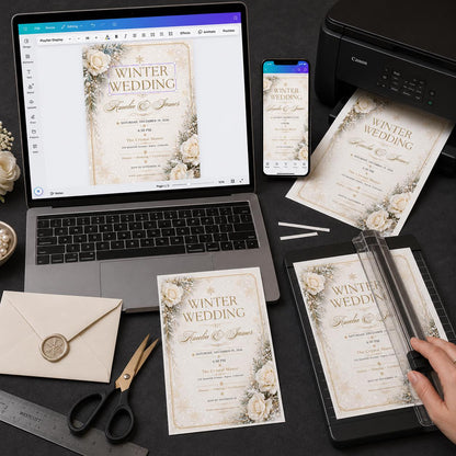 Gold and White Winter Wedding Invitation — elegant wedding design