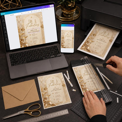 Gold Art Deco 50th Birthday Invitation — invitation you personalize in Canva
