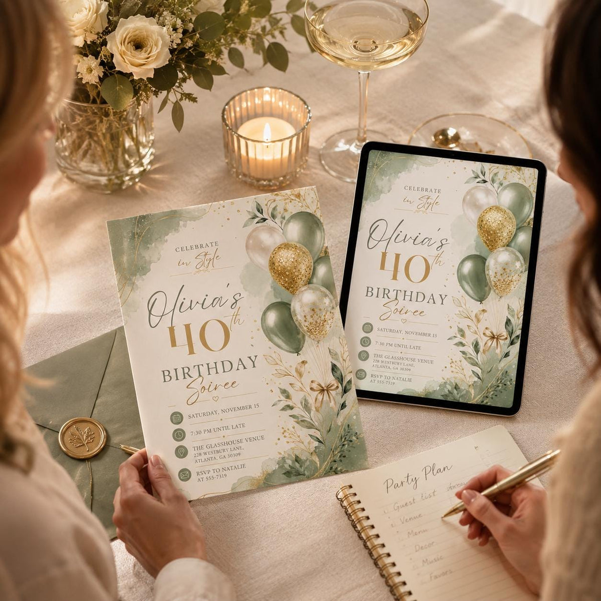 Gold Elegant Celebrate In Style 40th Birthday Invitation — invitation you personalize in Canva