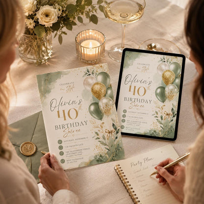 Gold Elegant Celebrate In Style 40th Birthday Invitation — invitation you personalize in Canva