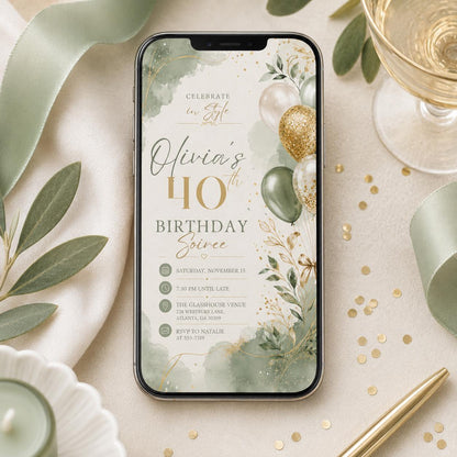 Gold Elegant Celebrate In Style 40th Birthday Invitation — print-ready 40th birthday party design from VoltBy