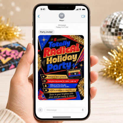 Gold Retro 80s Christmas Party Invitation — dance design