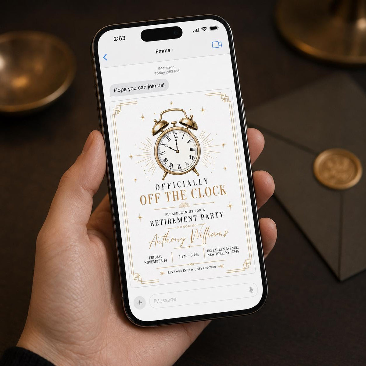 Gold Vintage Retirement Party Invitation — invitation you personalize in Canva
