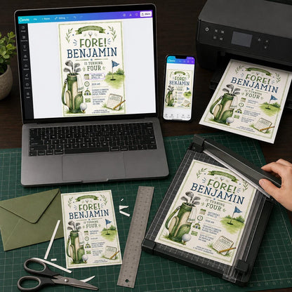 Golf 4th Birthday Invitation for Boys — digital invitation, instant download