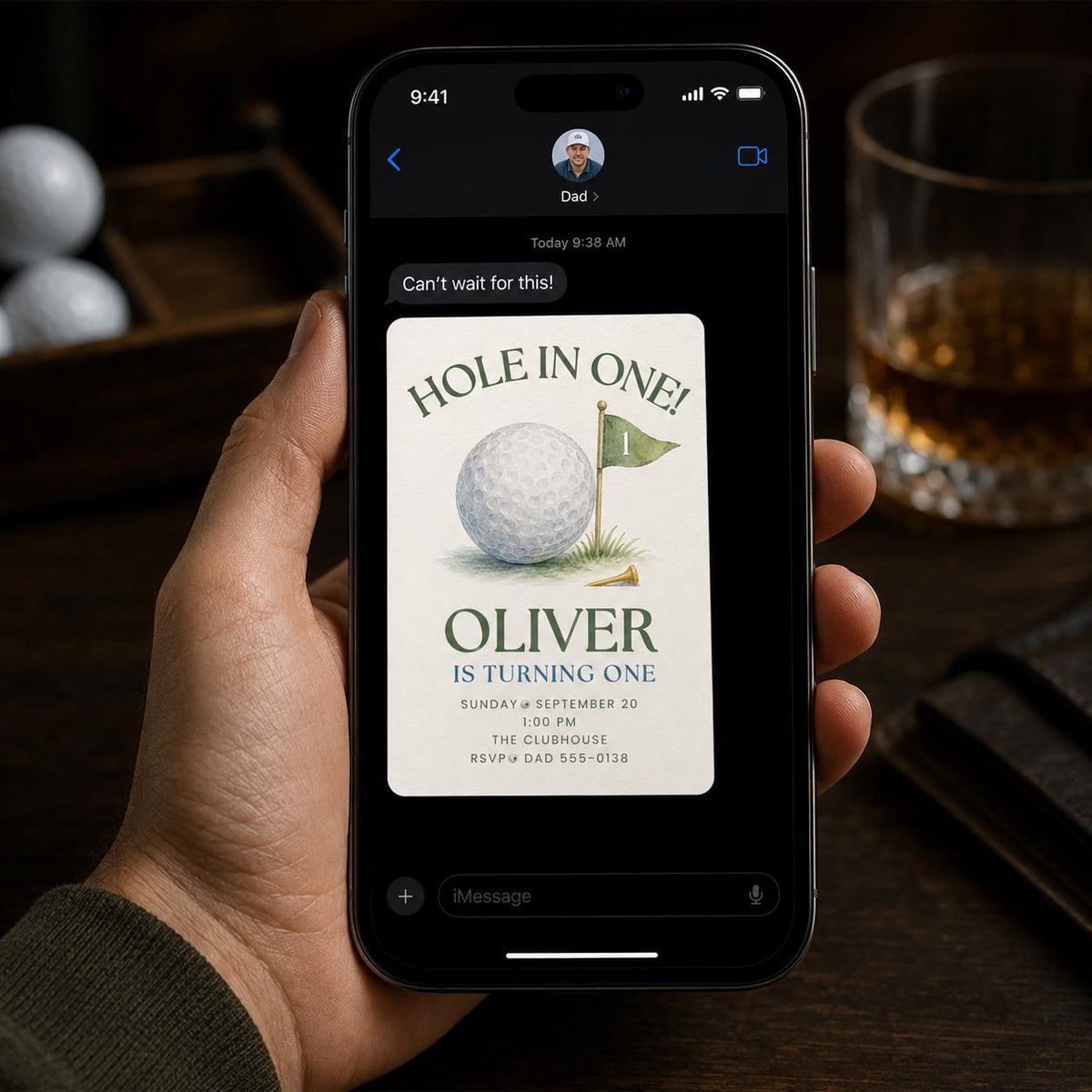 Golf First Birthday Invitation — invitation you personalize in Canva