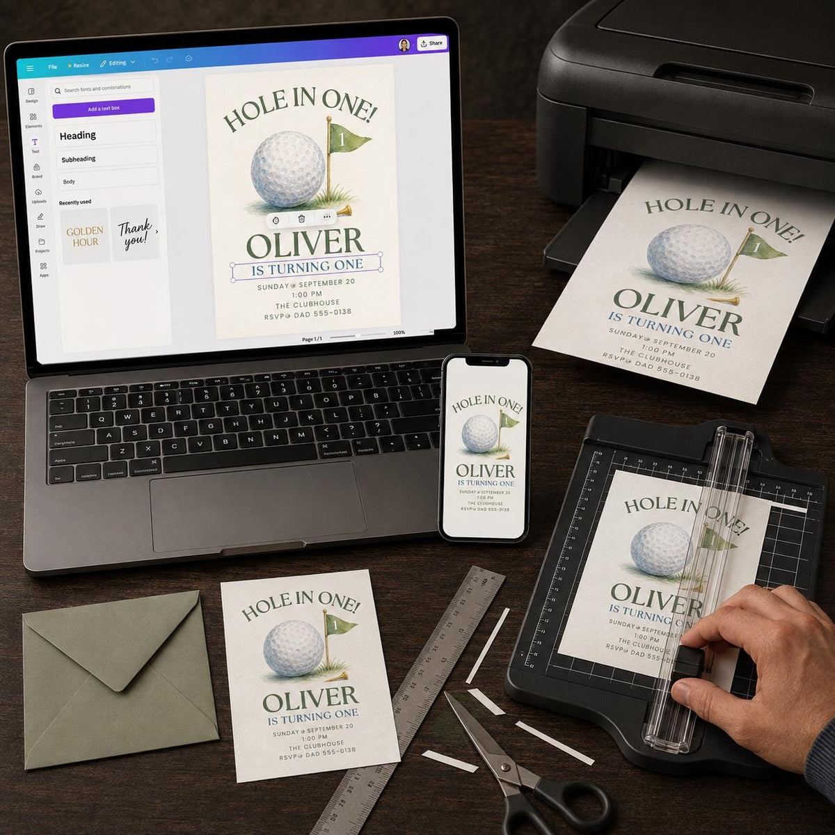 Golf First Birthday Invitation — digital invitation, instant download