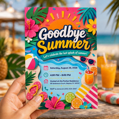 Goodbye Summer Party Invitation — invitation you personalize in Canva